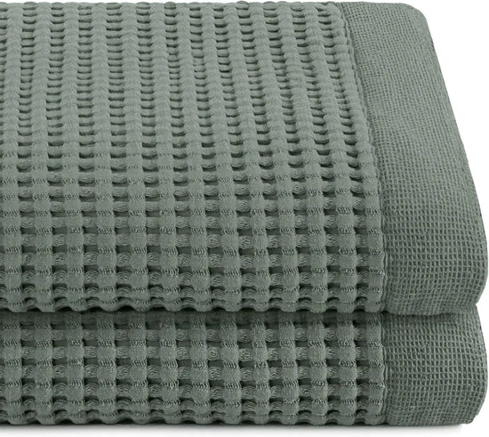 Luxury 100% Cotton Quick Dry Bath Towels Set of 2, Super Absorbent Lint Free Modern Style Sage Grey