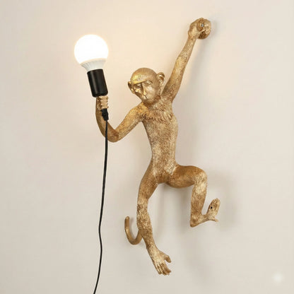 Gold Resin Monkey Wall Lamp