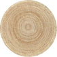 Hand Woven Jute Braided Round Rug, 6 Feet Natural Reversible