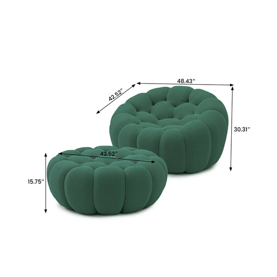Modern Curved Boneless Sofa with Ottoman