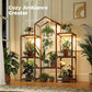Wood Plant Shelf with Grow Lights for Indoor Hanging Planter & Pots Display,