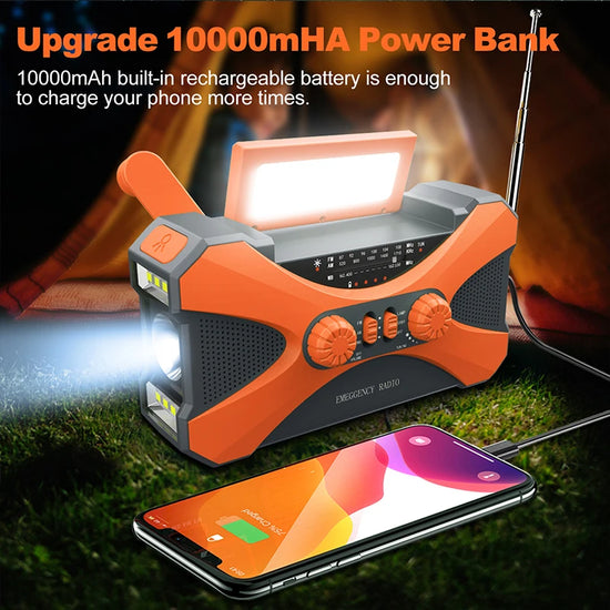 Portable charger High Capacity Emergency Radio Solar Hand Crank