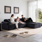 105" Modular Faux Leather Sectional Sofa Deep Seat L-Shape Removable Wipe-Clean Replaceable Cover