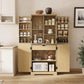 71" Fluted Pantry Storage Cabinet with Charging Station with Extendable Counter, Adjustable Shelves