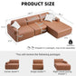 105" Modular Faux Leather Sectional Sofa Deep Seat L-Shape Removable Wipe-Clean Replaceable Cover
