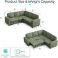 Green Corduroy Sectional Sleeper Sofa with Storage Chaise and USB Ports