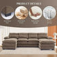L-Shaped Chenille Sofa Set with Chaise and Ottoman, Brown