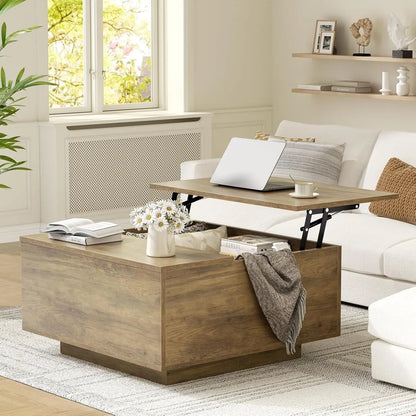 Wooden Lift Top Coffee Table with Storage,