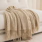 Knitted Blanket with Tassels Chunky Vintage Luxury Throw