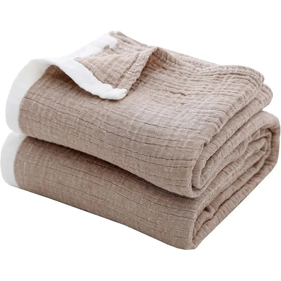 Muslin Throw Blanket  4-Layer Soft Breathable Cotton Blankets All Season Lightweight Pre-Wash