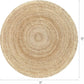 Hand Woven Jute Braided Round Rug, 6 Feet Natural Reversible
