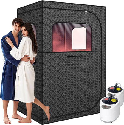Portable Steam Sauna for Two Persons with Remote Control, Foldable Chairs Included