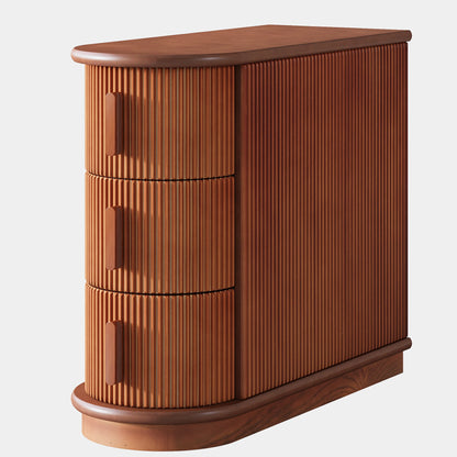 Solid Wood End Table, 3-Drawer Modern Slim