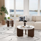 Modern Round Coffee Table & Side Table Set, Faux Marble Top