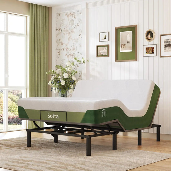 Adjustable Queen Bed Frame w/Dual Motor Remote, 6" Gel Memory Foam Mattress, Head & Foot Incline,