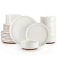 12 Pcs Dinnerware Set Curved Edge Sesame Glaze Stoneware Plates Set