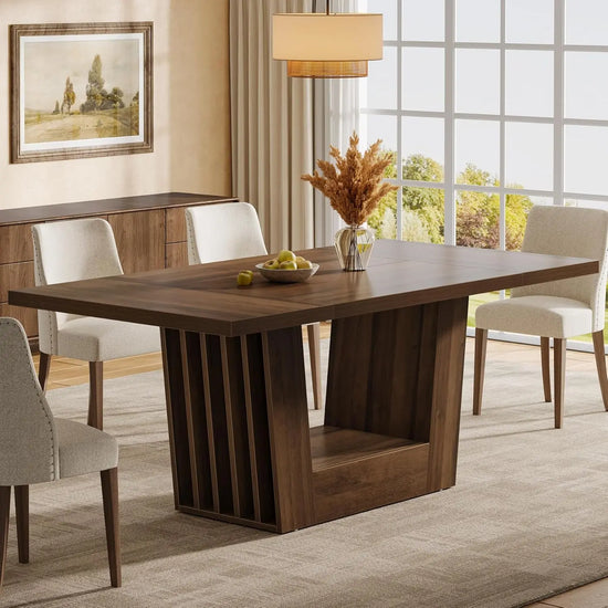 63-Inch Dining Table for 4-6, with Heavy-Duty Base