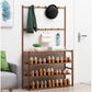 185cm Large Wooden 5 Tiers Hall Tree Hat Coat Stand Shoe Rack﻿
