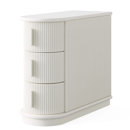 Solid Wood End Table, 3-Drawer Modern Slim