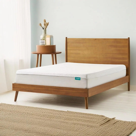 Natural Acacia Wood Mid Century Bed Frame King