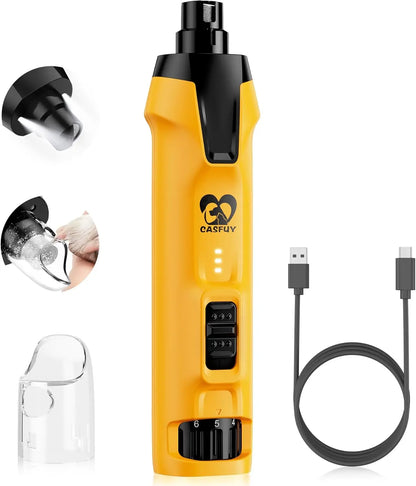 Quiet Dog Nail Grinder with LED Lights, 6-Speed, Dust Cap, Battery-Powered
