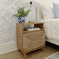 Wood Nightstand, Accent Table or Sofa Side Table with Seagrass Door Set of 2