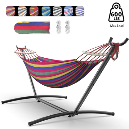 Hammock with Adjustable Stand- Stylish Hammock Bed w/Storage Bag, 600lb Capacity