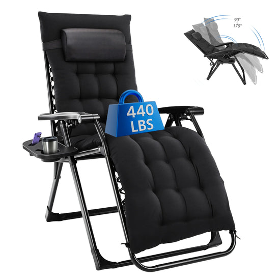 Zero Gravity Cushioned Lounge Chair Outdoor Folding