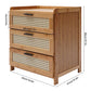 3- Drawer Bamboo Wood Bedside Table Nightstand