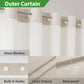 Hotel Polyester Textured Shower Curtain with Snapin Fabric Liner Set,