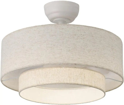 LED 20” Double Linen Fabric Dimmable Ceiling Fan with Light and Remote,
