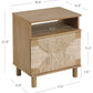 Wood Nightstand, Accent Table or Sofa Side Table with Seagrass Door Set of 2
