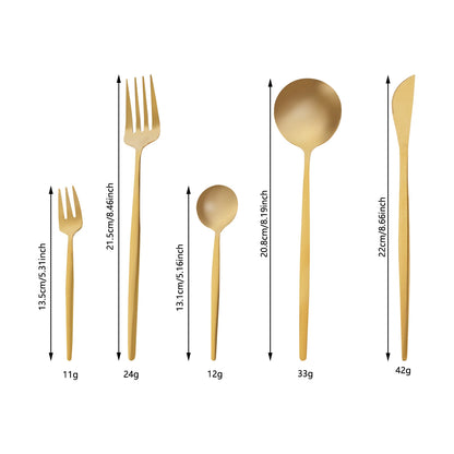 90 Pcs Gold Flatware Set Stainless Steel