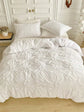 White Ruched Flower Design Duvet Cover Set