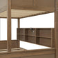 Twin XL Over Queen Bunk Bed with Storage Cabinets and USB Ports, with Safety Ladder and Full-Length Guardrai