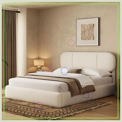 Queen Size Bed Frame with Storage,Modern Upholstered Platform Bed, Adjustable Headboard