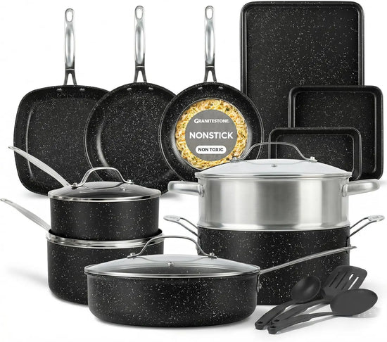 20-Piece Non-Stick Cookware Set with Pans, Bakeware & Utensils, Oven/Dishwasher Safe