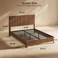 Mid Century Modern Walnut Queen Bed Frame with Fluted Headboard, Platform Bed