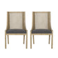 Yone Dining Chairs Set of 2, Modern Dining Chair with Fabric Upholstery, Rubberwood Frame Kitchen Chairs with Cane, Customized