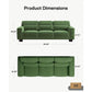 Green 3-Seater Linen Fabric Couch with Deep Cushions, Removable Washable Covers