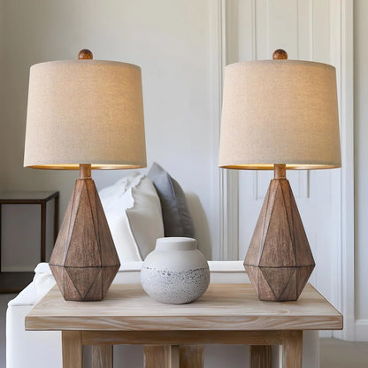 Table Lamp Set of 2 - Linen Shade, Resin Base