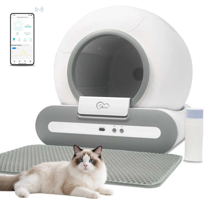 Self-Cleaning Cat Litter Box App Control, ONLY Supports 2.4G WiFi w/Litter Mat