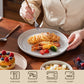 12 Pcs Dinnerware Set Curved Edge Sesame Glaze Stoneware Plates Set