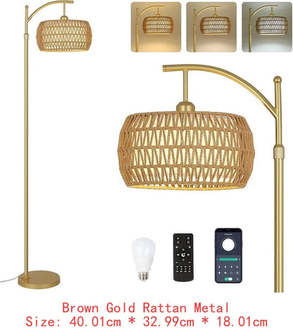Arc Floor Lamp, LED Gold Standing Lamp with Remote, 3 Color Temps & Dimming,