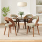 Modern Wood Dining Chairs Set of 4 Upholstered with Curved Back