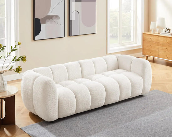 88" Oversized Boucle Fabric Sofa Tufted Deep Seat