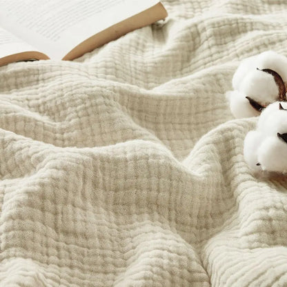 Cotton Muslin Blanket King Size for Bed 4Layer Breathable and Lightweight