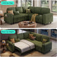 Green Corduroy Sectional Sleeper Sofa with Storage Chaise and USB Ports
