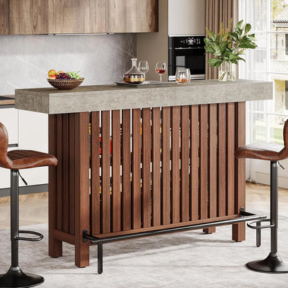 63-Inch Large Home Bar ,2-Tier Kitchen Island Bar Height