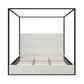 King Size Metal Canopy Bed Frame Tall Upholstered Headboard Corduroy